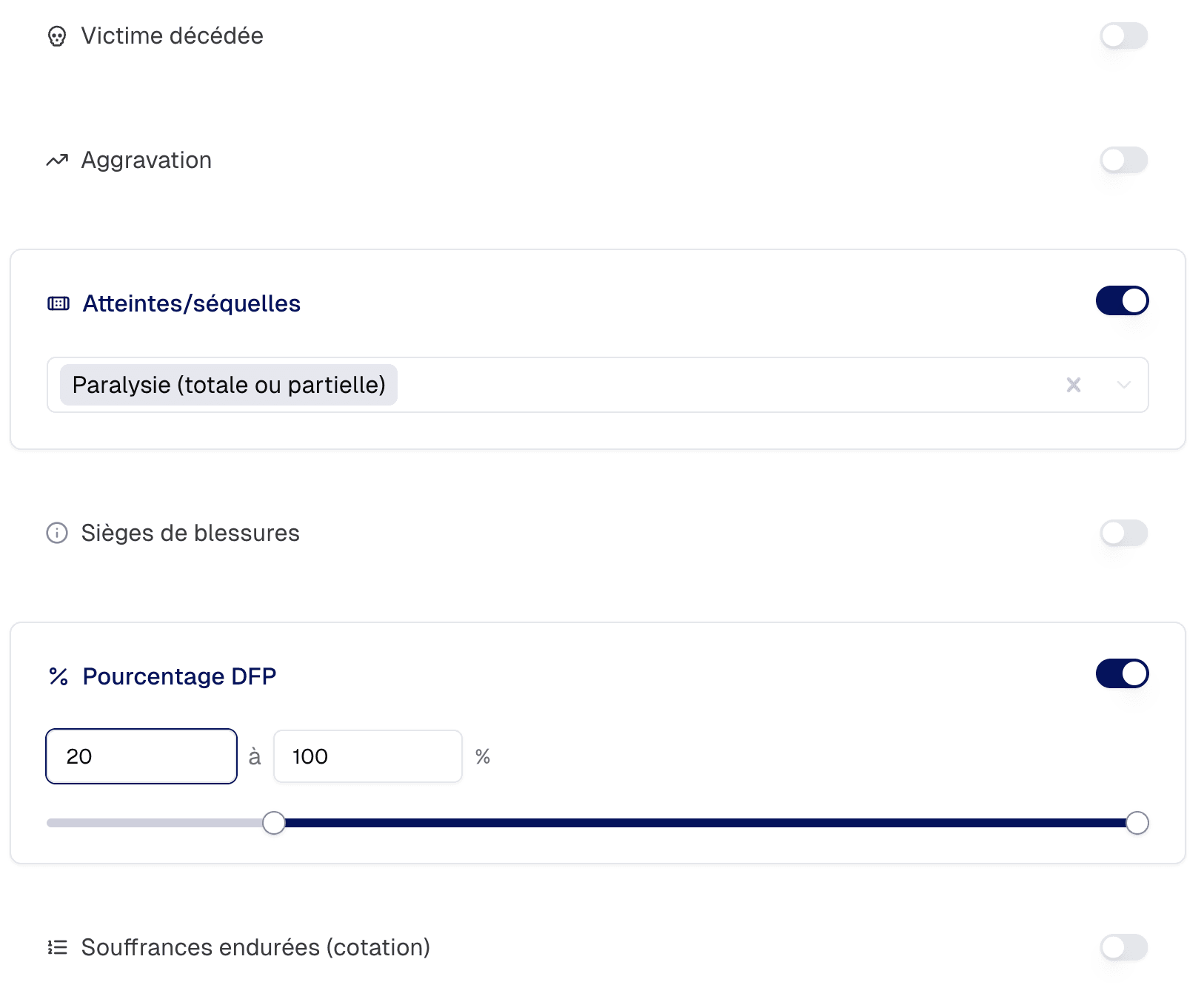 Filtres de Droit du dommage corporel